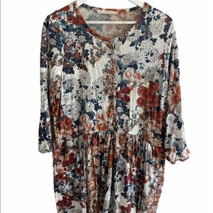 Peruvian Connection Floral Tunic Dress Medium